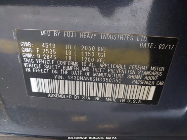 Photo 8 VIN: 4S3BNAN62H3050552 - SUBARU LEGACY 