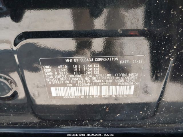 Photo 8 VIN: 4S3BNAN63J3032258 - SUBARU LEGACY 