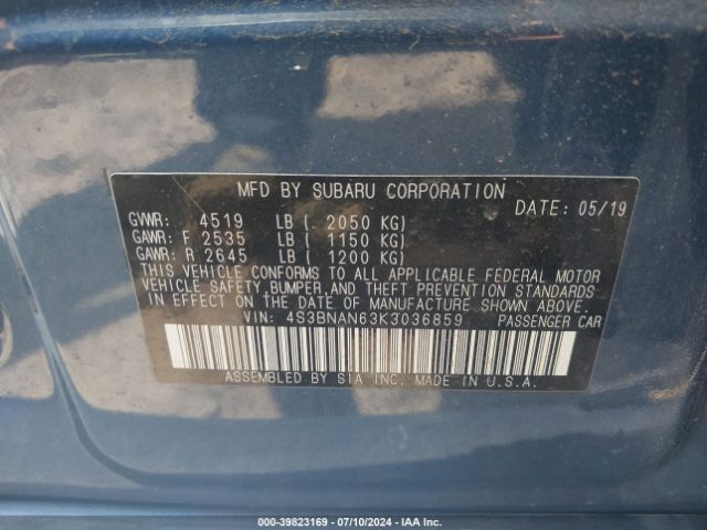 Photo 8 VIN: 4S3BNAN63K3036859 - SUBARU LEGACY 