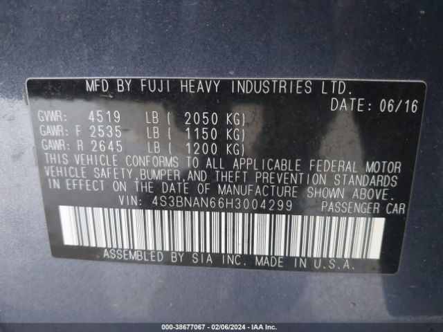 Photo 8 VIN: 4S3BNAN66H3004299 - SUBARU LEGACY 