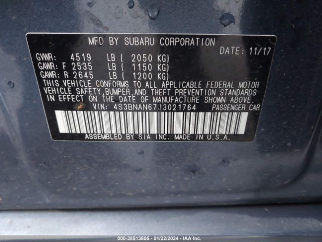 Photo 8 VIN: 4S3BNAN67J3021764 - SUBARU LEGACY 