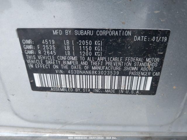 Photo 8 VIN: 4S3BNAN68K3023539 - SUBARU LEGACY 