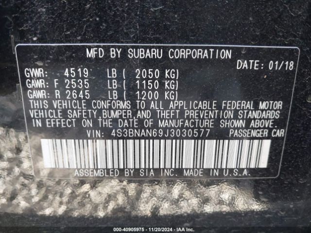 Photo 8 VIN: 4S3BNAN69J3030577 - SUBARU LEGACY 