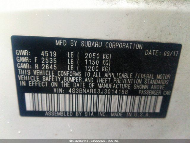 Photo 8 VIN: 4S3BNAR63J3014188 - SUBARU LEGACY 