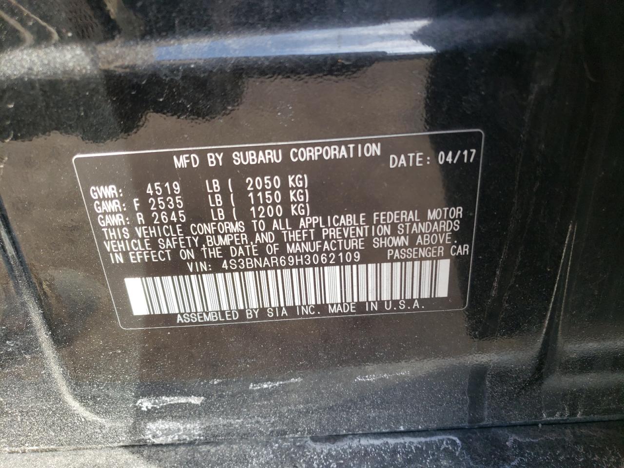 Photo 11 VIN: 4S3BNAR69H3062109 - SUBARU LEGACY 