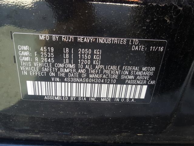 Photo 9 VIN: 4S3BNAS60H3041210 - SUBARU LEGACY SPO 