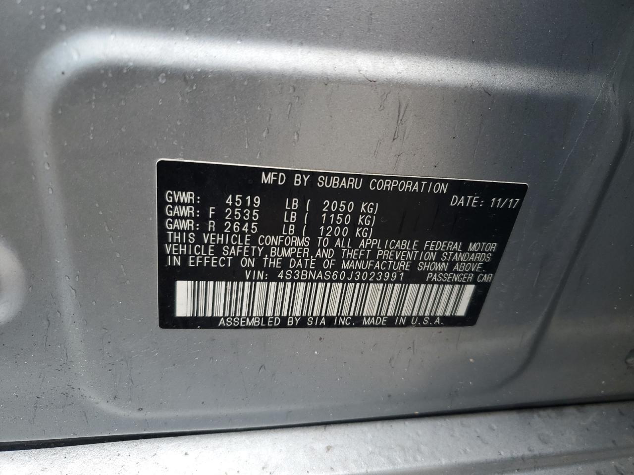 Photo 12 VIN: 4S3BNAS60J3023991 - SUBARU LEGACY 