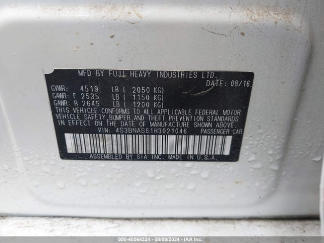 Photo 8 VIN: 4S3BNAS61H3021046 - SUBARU LEGACY 