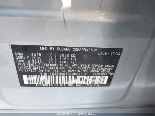 Photo 8 VIN: 4S3BNAS63K3028734 - SUBARU LEGACY 