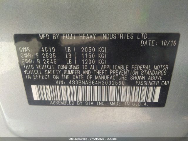 Photo 8 VIN: 4S3BNAS64H3032560 - SUBARU LEGACY 