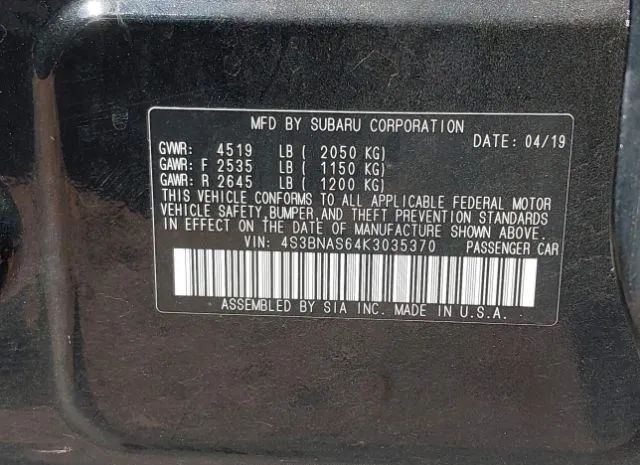 Photo 8 VIN: 4S3BNAS64K3035370 - SUBARU LEGACY 