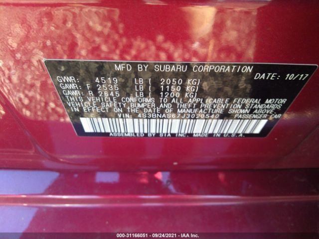 Photo 8 VIN: 4S3BNAS67J3020540 - SUBARU LEGACY 