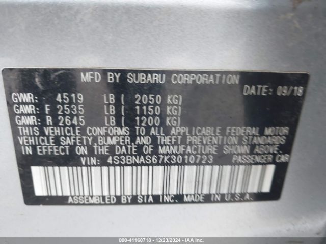 Photo 8 VIN: 4S3BNAS67K3010723 - SUBARU LEGACY 