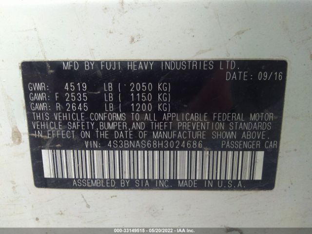 Photo 8 VIN: 4S3BNAS68H3024686 - SUBARU LEGACY 