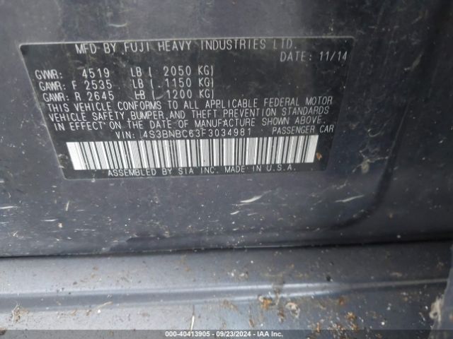 Photo 8 VIN: 4S3BNBC63F3034981 - SUBARU LEGACY 