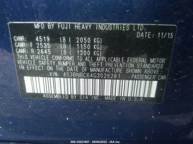 Photo 8 VIN: 4S3BNBC64G3026261 - SUBARU LEGACY 