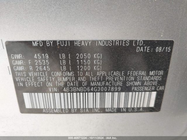 Photo 8 VIN: 4S3BNBD64G3007899 - SUBARU LEGACY 