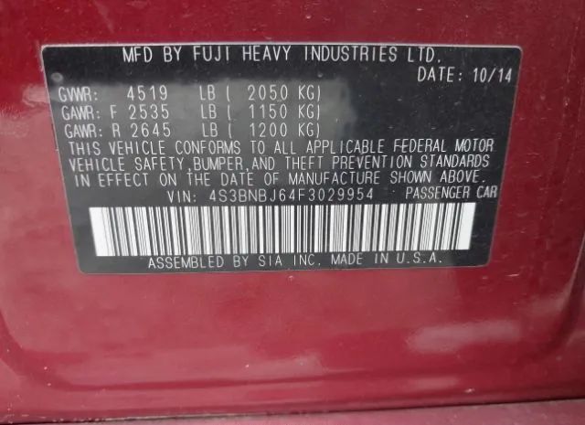 Photo 8 VIN: 4S3BNBJ64F3029954 - SUBARU LEGACY 