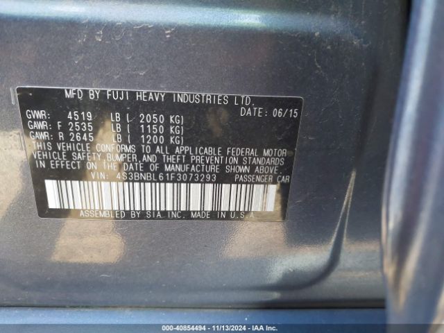 Photo 8 VIN: 4S3BNBL61F3073293 - SUBARU LEGACY 