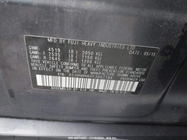 Photo 8 VIN: 4S3BNBN60F3067188 - SUBARU LEGACY 