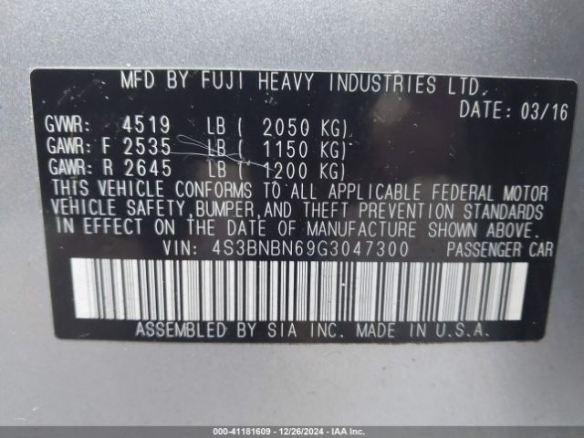 Photo 8 VIN: 4S3BNBN69G3047300 - SUBARU LEGACY 