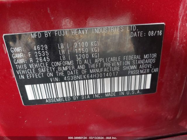 Photo 8 VIN: 4S3BNEK64H3014017 - SUBARU LEGACY 