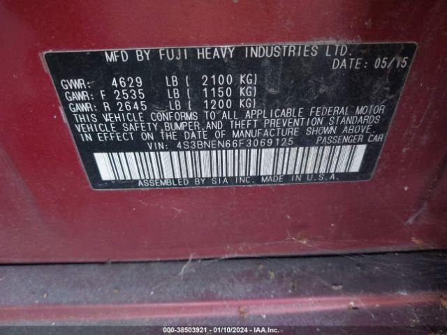 Photo 8 VIN: 4S3BNEN66F3069125 - SUBARU LEGACY 