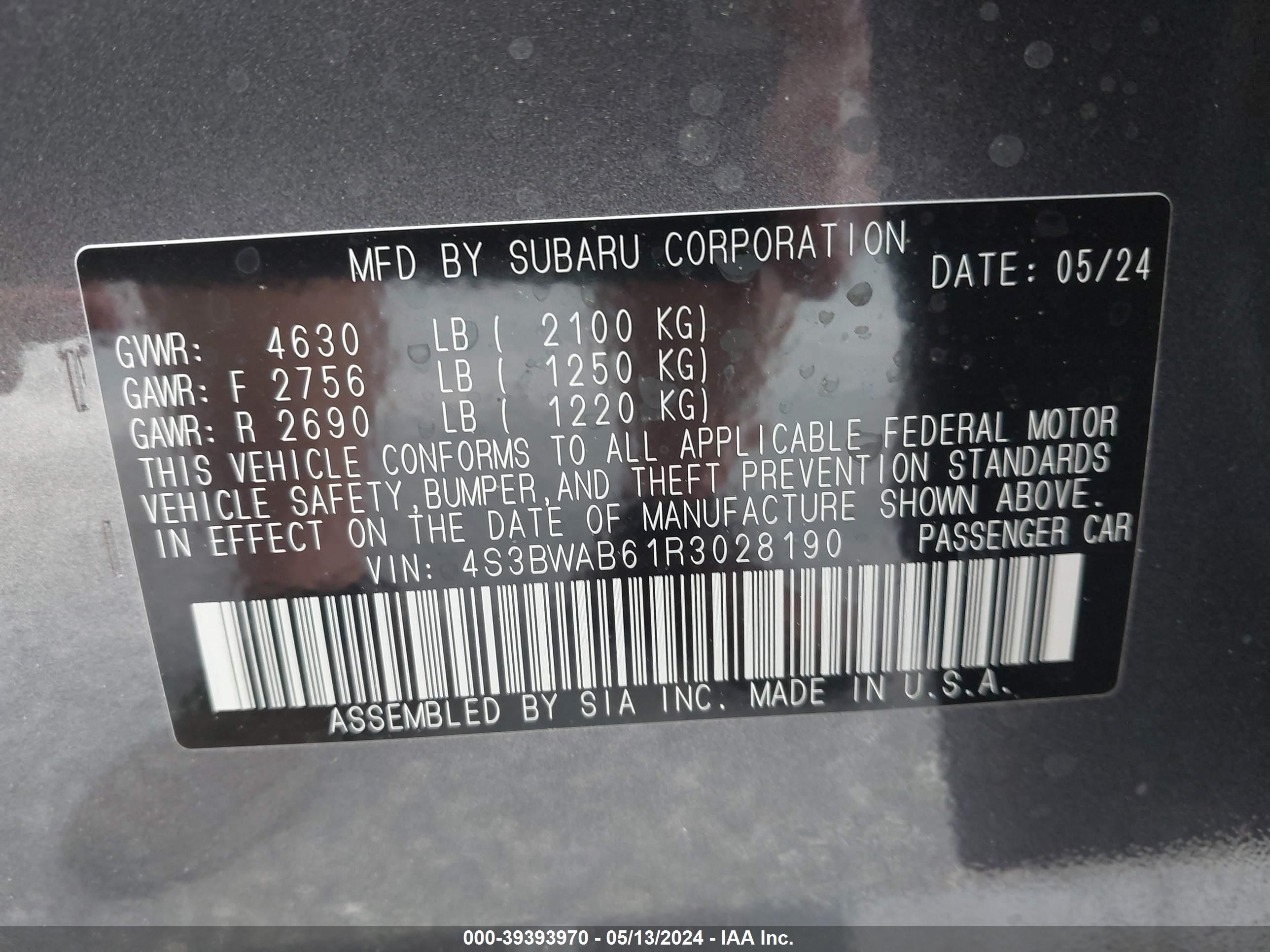 Photo 8 VIN: 4S3BWAB61R3028190 - SUBARU LEGACY 