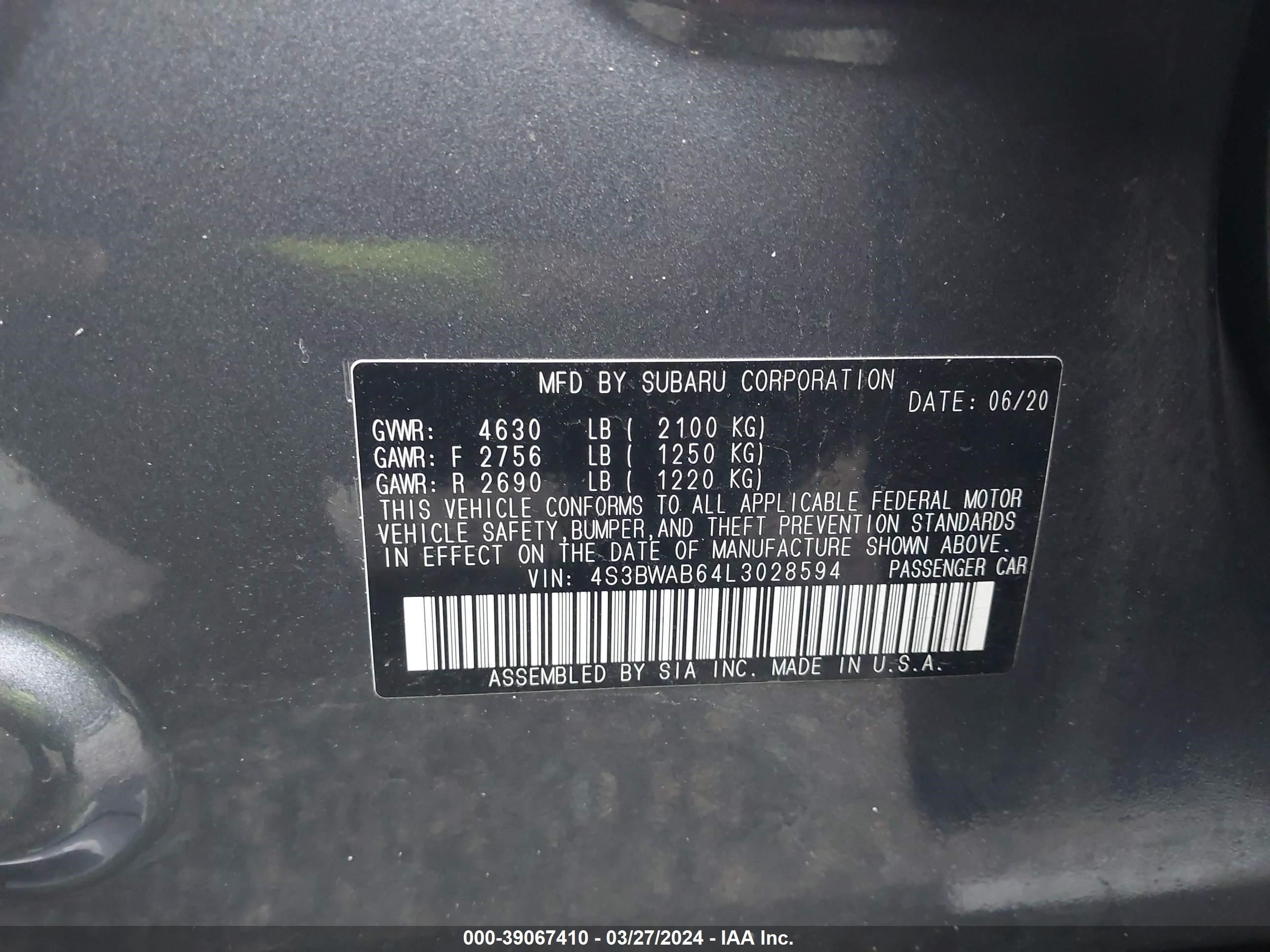 Photo 8 VIN: 4S3BWAB64L3028594 - SUBARU LEGACY 