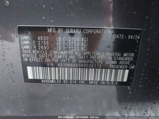 Photo 8 VIN: 4S3BWAB65R3028113 - SUBARU LEGACY 