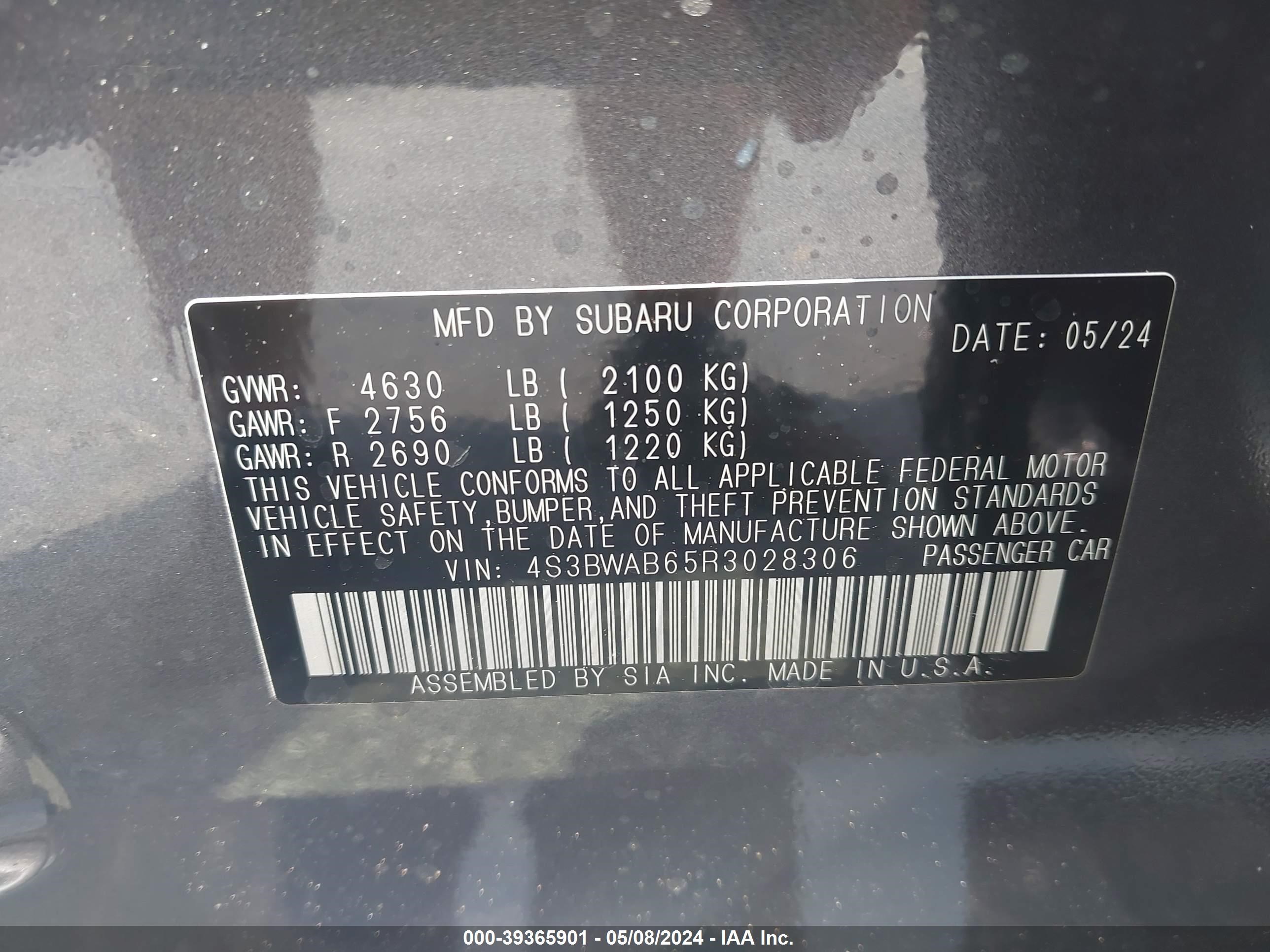 Photo 8 VIN: 4S3BWAB65R3028306 - SUBARU LEGACY 