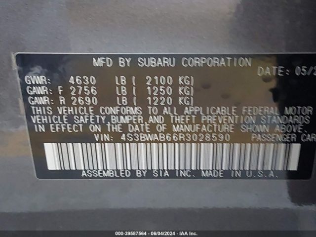 Photo 8 VIN: 4S3BWAB66R3028590 - SUBARU LEGACY 