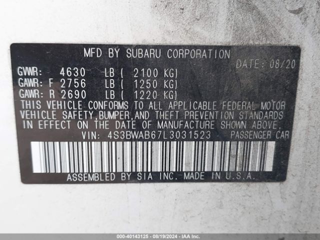 Photo 8 VIN: 4S3BWAB67L3031523 - SUBARU LEGACY 