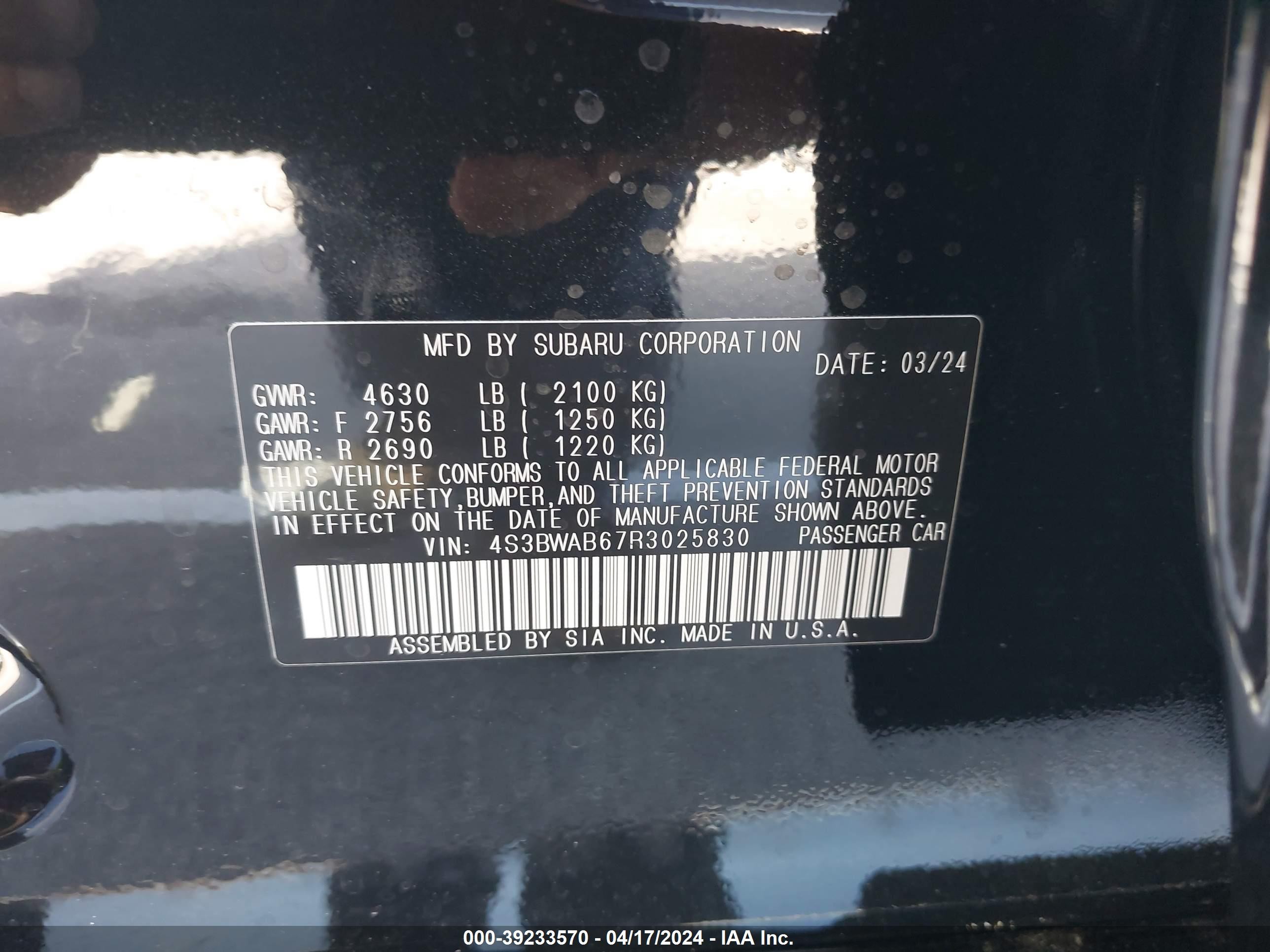 Photo 4 VIN: 4S3BWAB67R3025830 - SUBARU LEGACY 