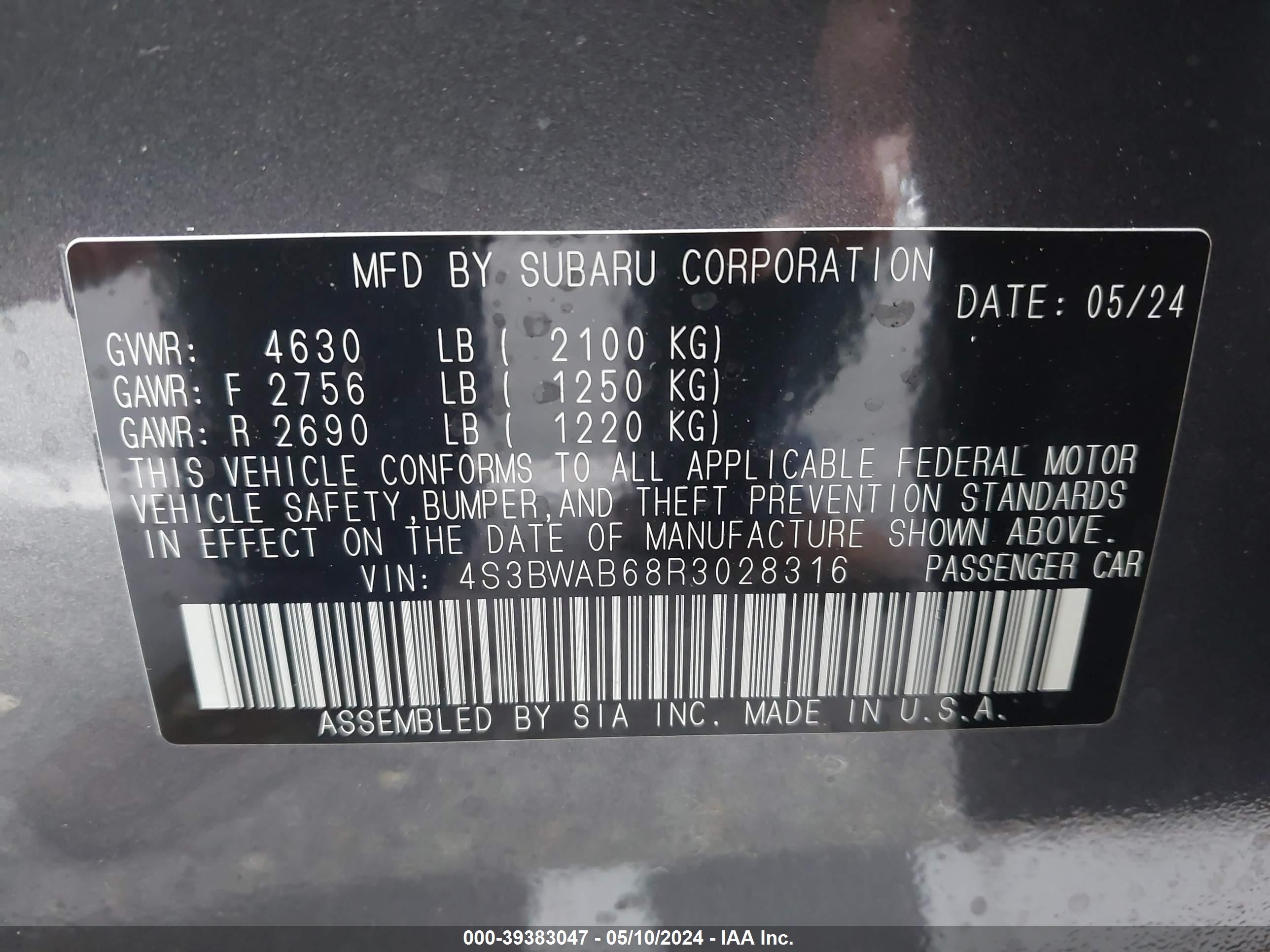 Photo 8 VIN: 4S3BWAB68R3028316 - SUBARU LEGACY 