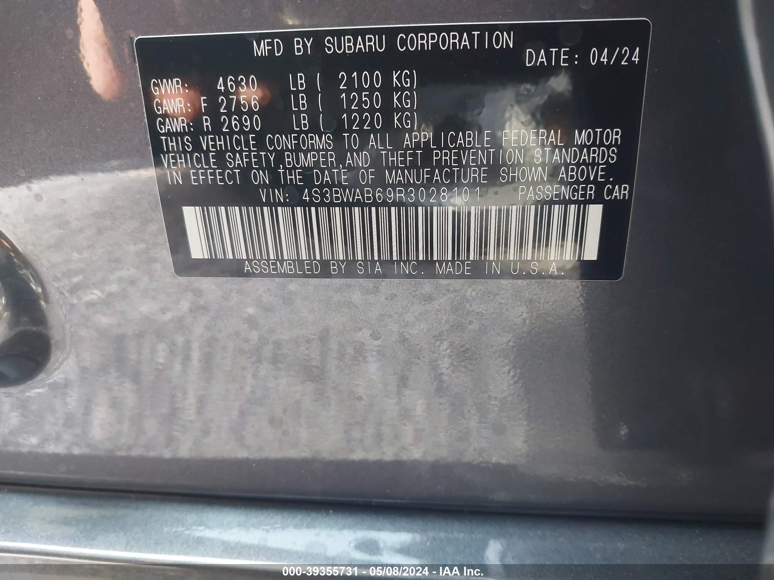 Photo 8 VIN: 4S3BWAB69R3028101 - SUBARU LEGACY 