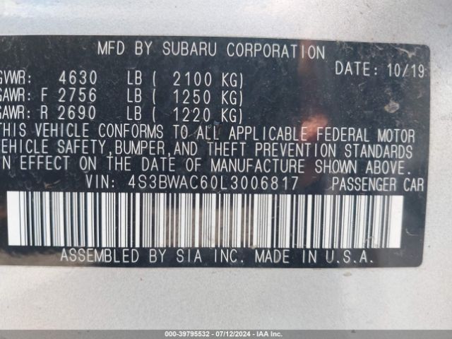 Photo 8 VIN: 4S3BWAC60L3006817 - SUBARU LEGACY 