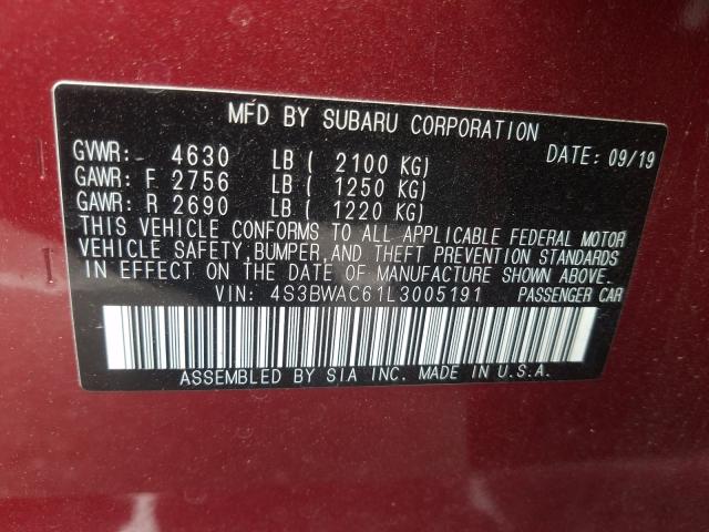 Photo 9 VIN: 4S3BWAC61L3005191 - SUBARU LEGACY PRE 