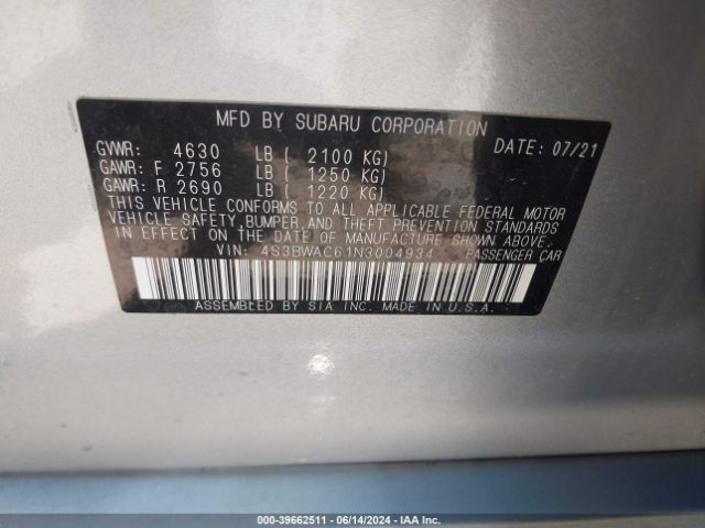 Photo 8 VIN: 4S3BWAC61N3004934 - SUBARU LEGACY 