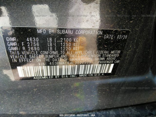 Photo 8 VIN: 4S3BWAC64L3020509 - SUBARU LEGACY 