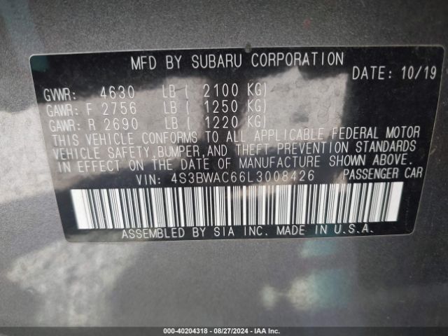 Photo 8 VIN: 4S3BWAC66L3008426 - SUBARU LEGACY 