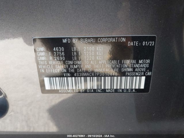 Photo 8 VIN: 4S3BWAC67P3010448 - SUBARU LEGACY 