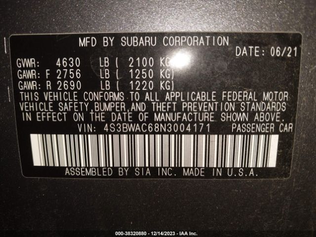 Photo 8 VIN: 4S3BWAC68N3004171 - SUBARU LEGACY 