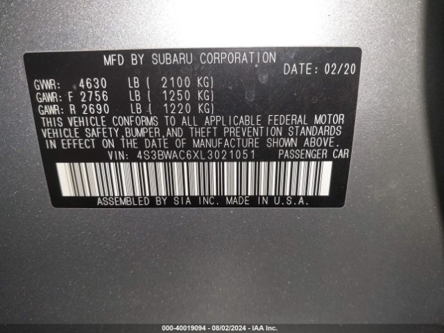 Photo 8 VIN: 4S3BWAC6XL3021051 - SUBARU LEGACY 