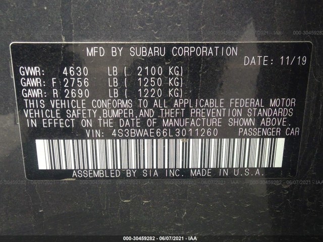 Photo 8 VIN: 4S3BWAE66L3011260 - SUBARU LEGACY 