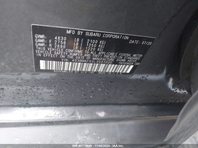 Photo 8 VIN: 4S3BWAF60L3031020 - SUBARU LEGACY 