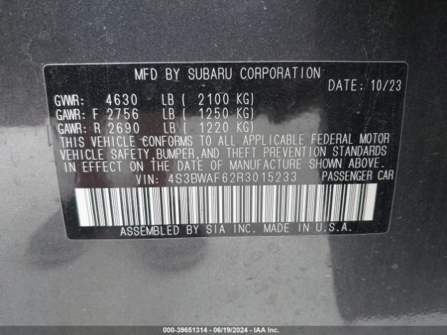 Photo 8 VIN: 4S3BWAF62R3015233 - SUBARU LEGACY 