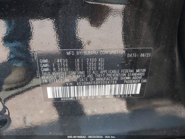 Photo 8 VIN: 4S3BWAF68R3004799 - SUBARU LEGACY 