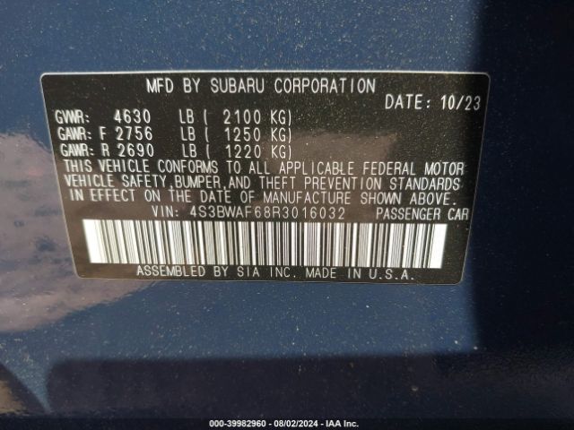 Photo 8 VIN: 4S3BWAF68R3016032 - SUBARU LEGACY 