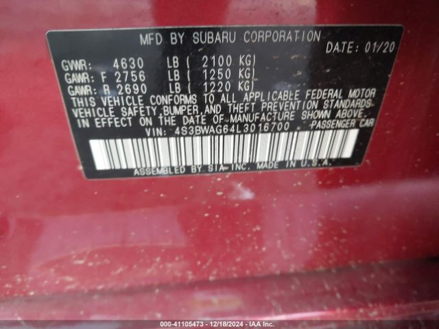 Photo 8 VIN: 4S3BWAG64L3016700 - SUBARU LEGACY 